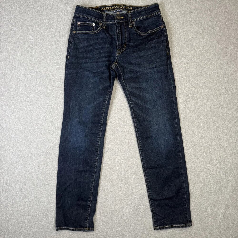 American Eagle Women's Blue Slim-Fit Straight-Leg Jeans